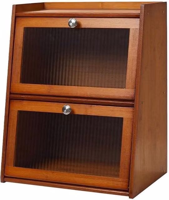 PAWNORA 3 Tier Wood Small Storage Cabinet in Brown