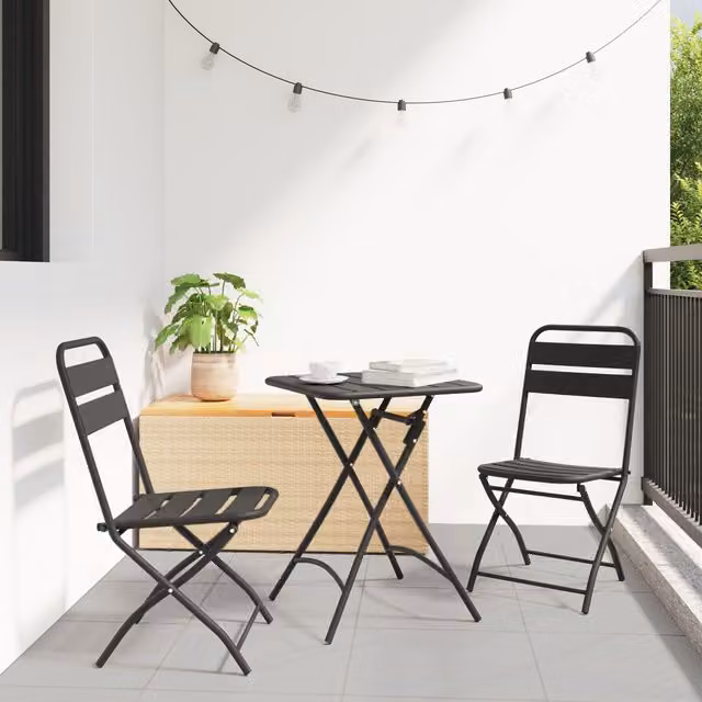 Berkfield Home Folding Garden Chairs, 2 Piece Set, Anthracite, W/D/H: 42 x 45 x 82 cm – 1