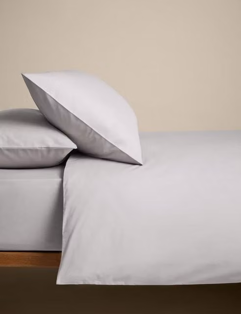 M&S Grey Cotton Rich Percale Duvet Cover Set, 140 x 200 cm