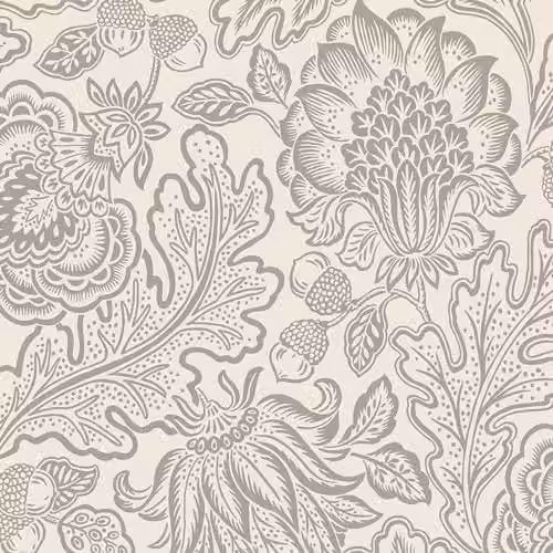 Belgravia Fernhurst Floral Trail Botanical Wallpaper in Silver and White