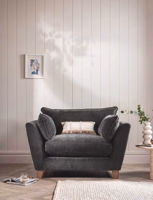 Barker and Stonehouse Irving Grey Chenille Tub Snuggle Chair with Armrests