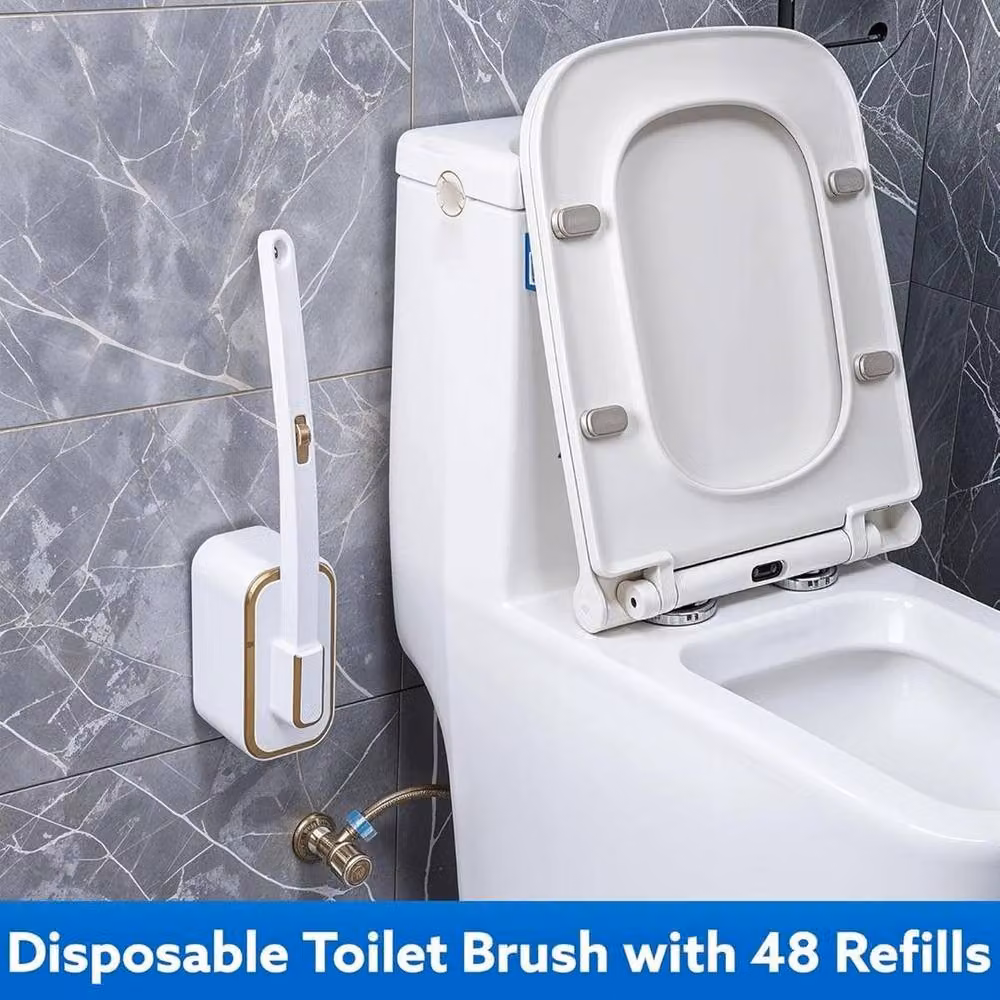 NESTLUNE Wall Mounted Disposable Toilet Brush Set in White – 3