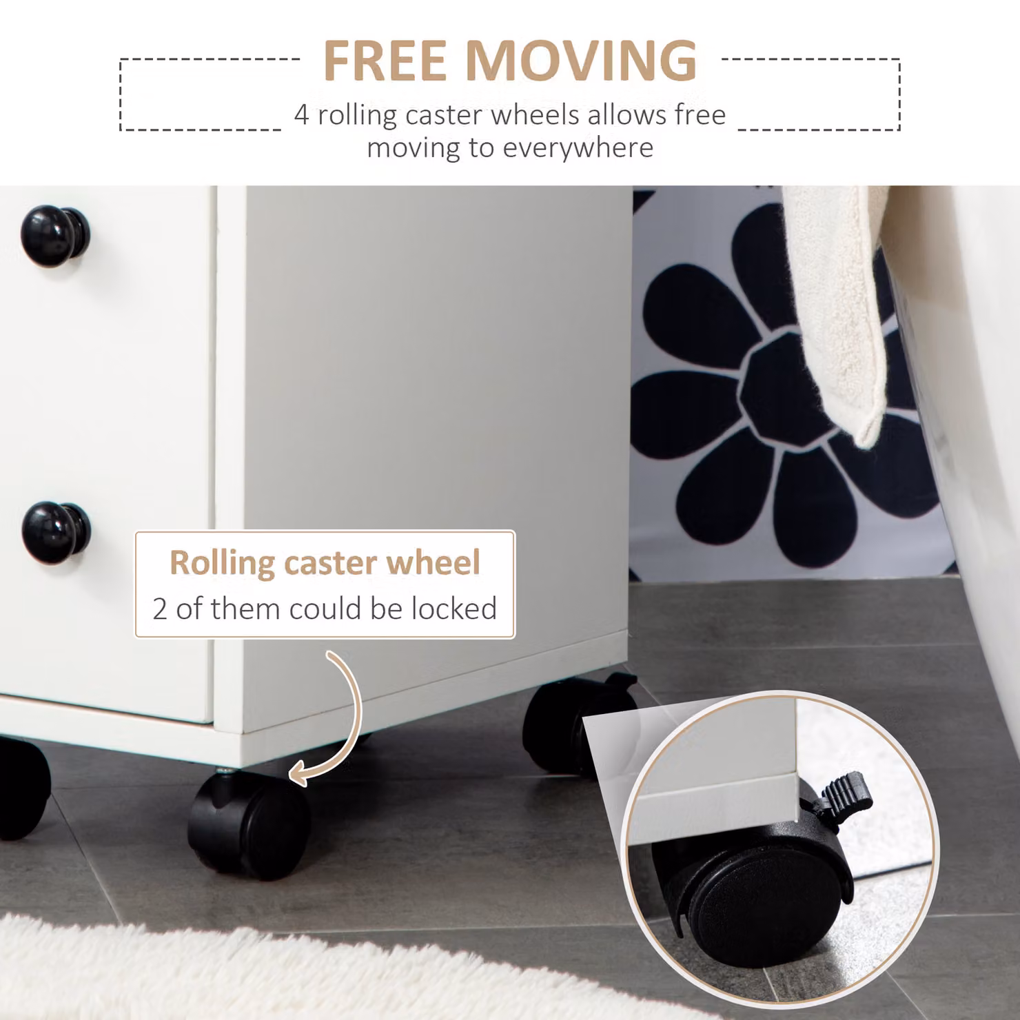 kleankin Slimline Freestanding Bathroom Storage Unit with 2 Drawers and 2 Open Compartments in White – 2