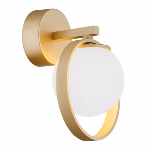 Netlighting Saturnia Wall Lamp in Gold and White Opal Matt Glass