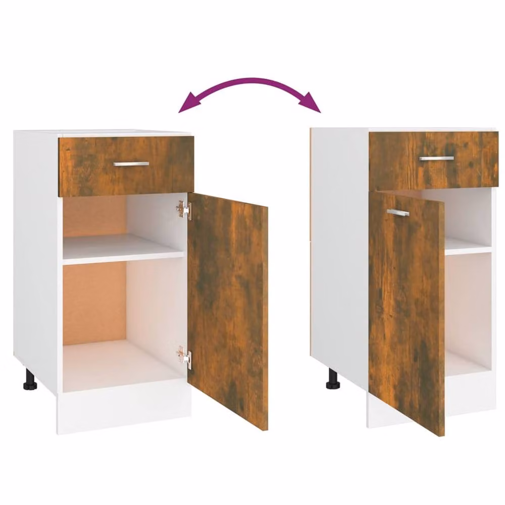 Berkfield Home Smoked Oak Drawer Bottom Cabinet in Brown, W: 40 cm, D: 46 cm, H: 81.5 cm – 4