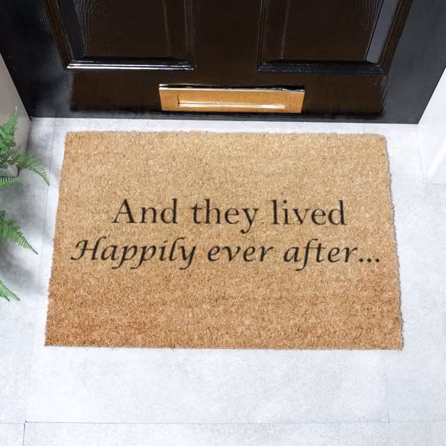 Artsy Mats And They Lived Happily Ever After Brown Coir and Rubber Non-Slip Weatherproof Doormat