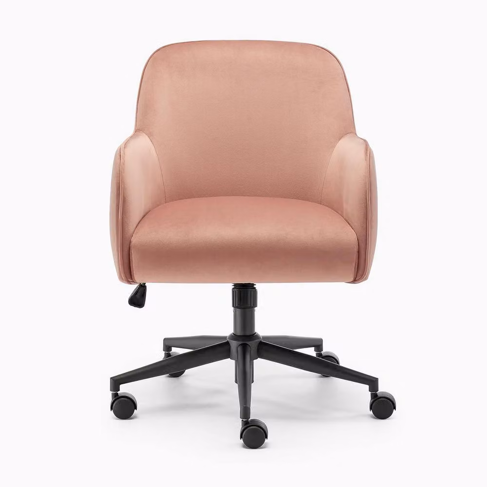 FurnitureboxUK Vivienne Pink Velvet Swivel Task Chair – 2