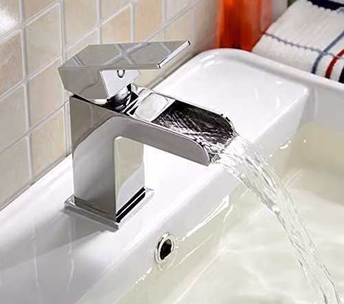 Nes Home Waterfall Basin Mono Tap and Bath Shower Mixer Tap Set in Chrome Silver – 2