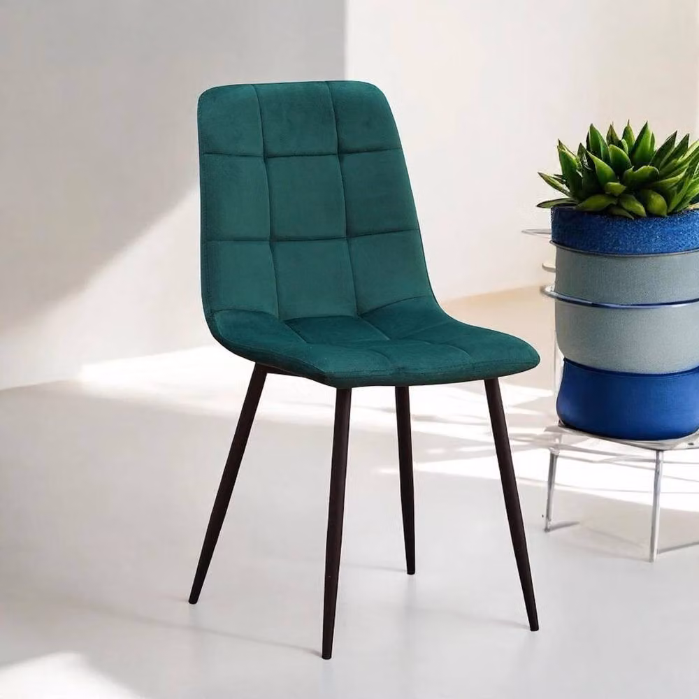 EONLION Modern Green Velvet Dining Chairs with Padded Cushion and Metal Legs – 4