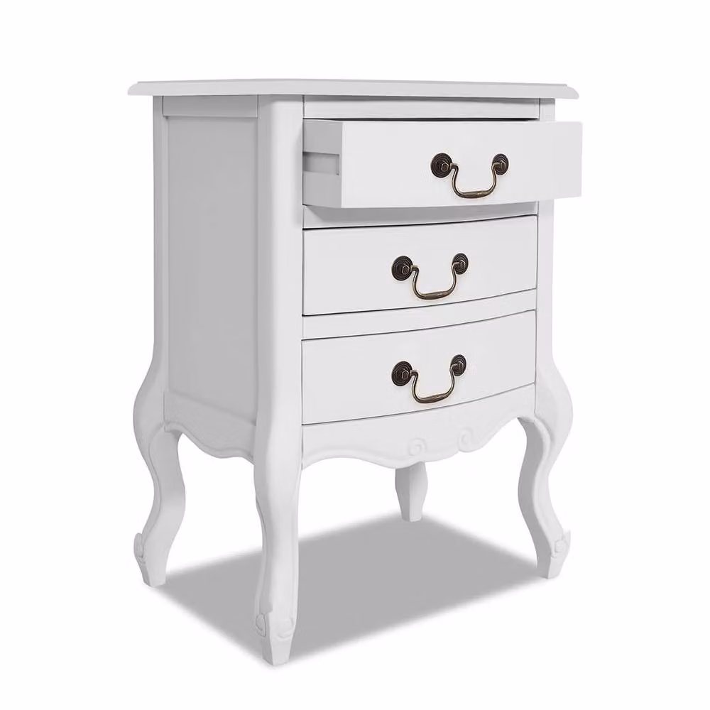 Statement Furniture Juliette Vintage Chic 3 Drawer Bedside Table in Antique White – 3