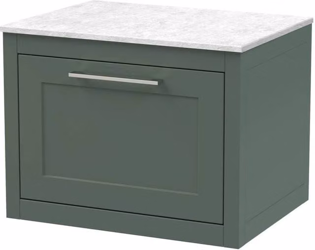 Balterley Blithbury Wall Hung 1 Drawer Vanity Unit in Matt Green and White, Width: 60 cm