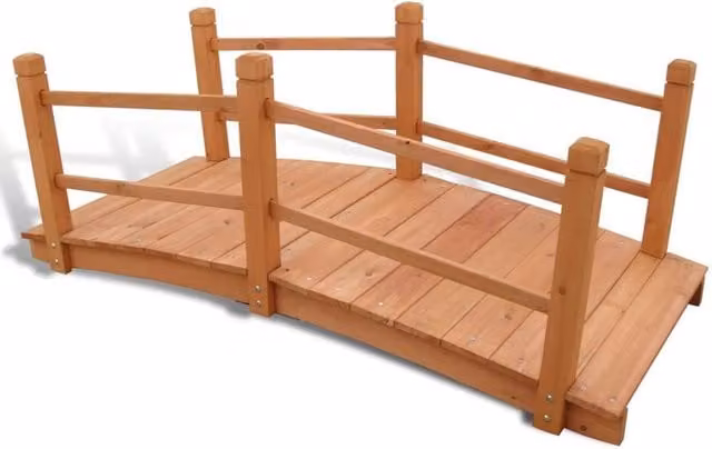 Berkfield Home Rustic Brown Wooden Garden Bridge W/D/H: 140 x 60 x 56 cm
