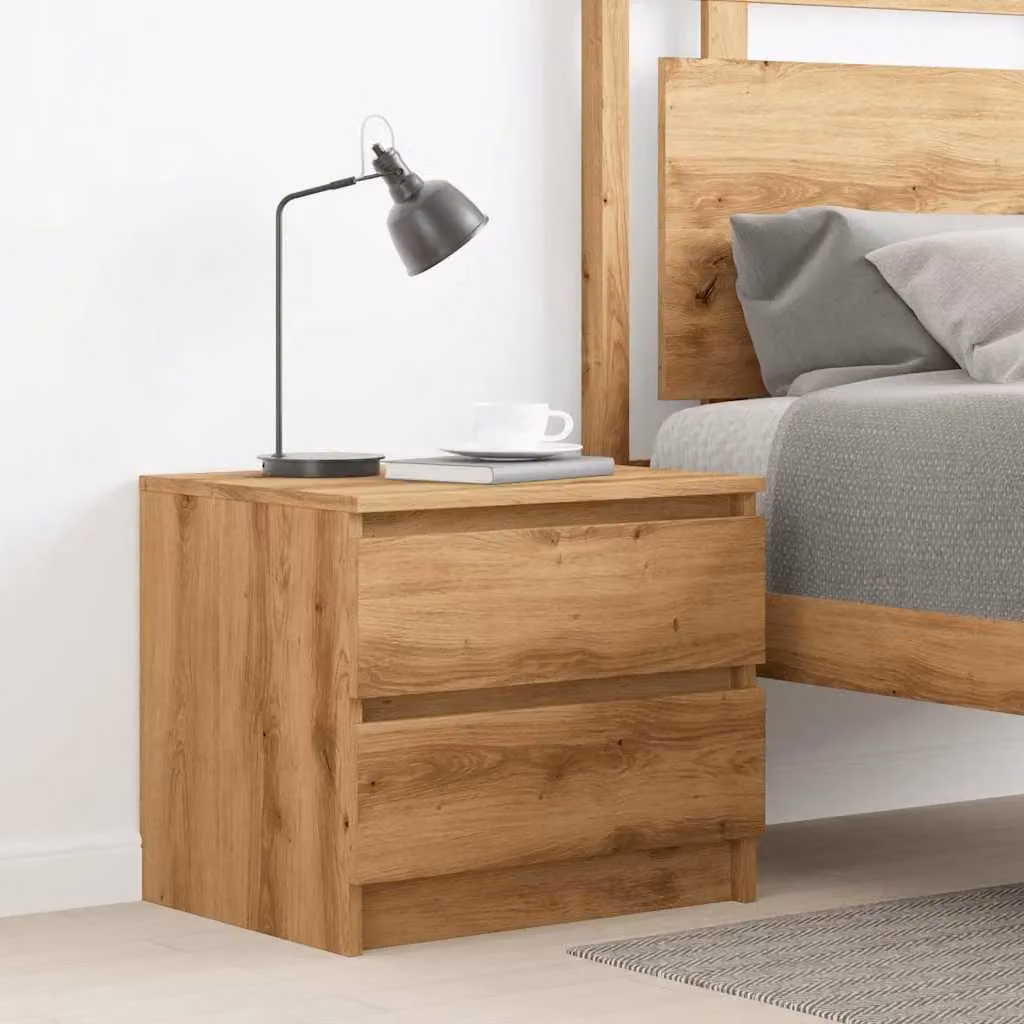 Berkfield Home Artisan Oak Bedside Cabinet in Brown, W/D/H: 50 x 40 x 43.5 cm – 3