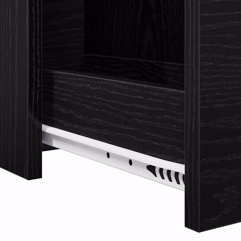 Berkfield Home Narrow Bathroom Cupboard with Wheels in Black Oak Matt Engineered Wood – 6