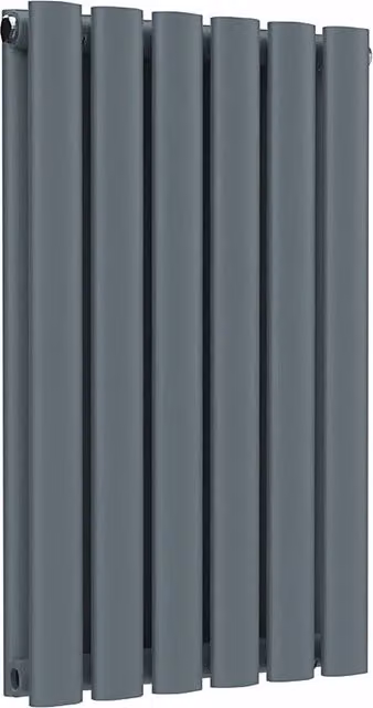 Lux Heat Oval Horizontal Double Radiator in Slate Grey, W: 60.0 cm, H: 36.0 cm