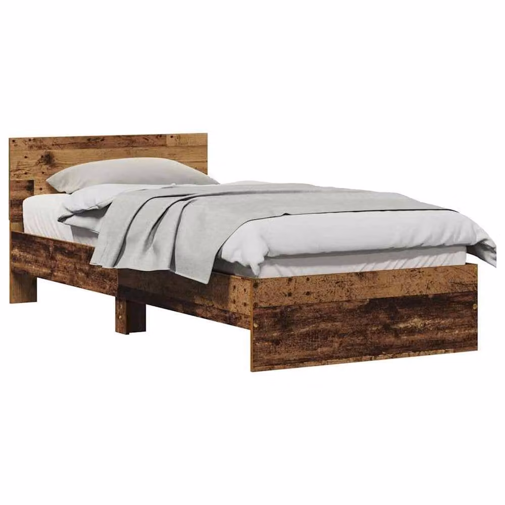 Berkfield Home Rustic Pine Bed Frame with Headboard in Brown, W/D/H: 190 x 75 x 75 cm – 3