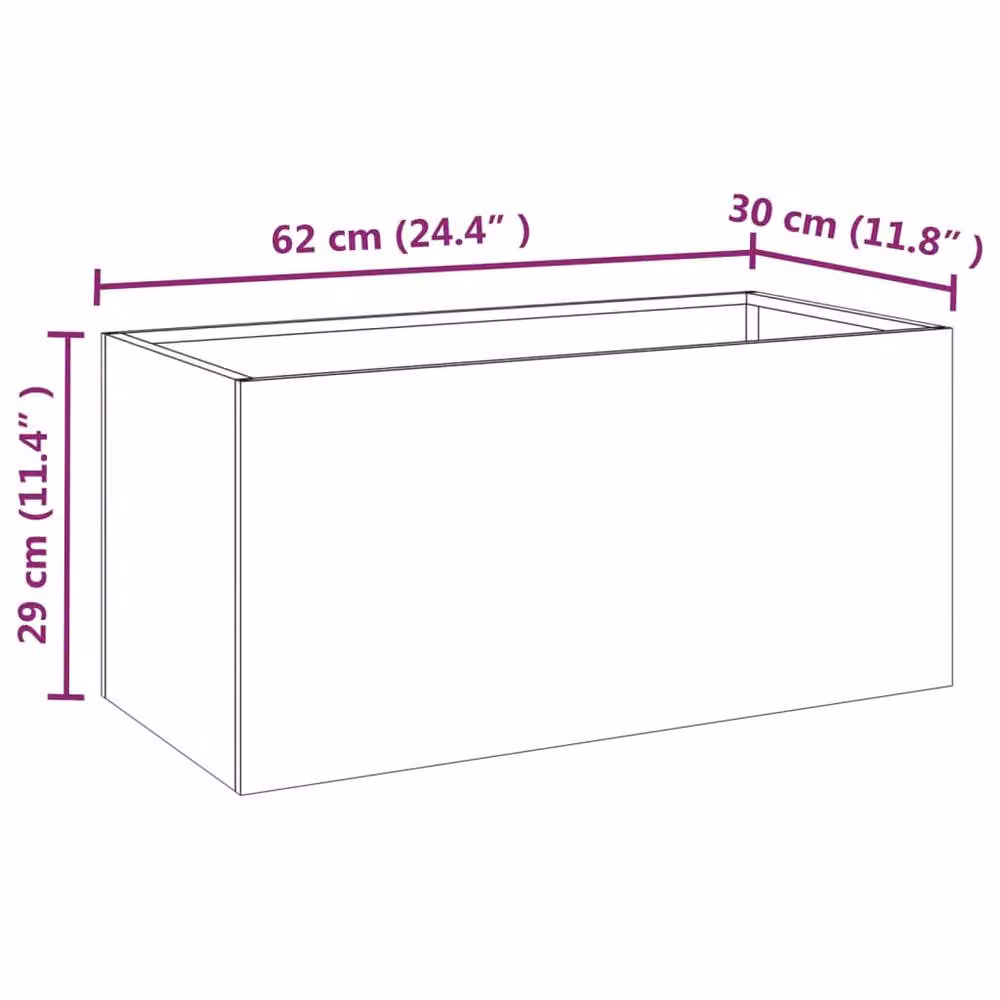 Berkfield Home Steel Planter Tub in Brown, W/D/H: 62 x 30 x 29 cm – 4