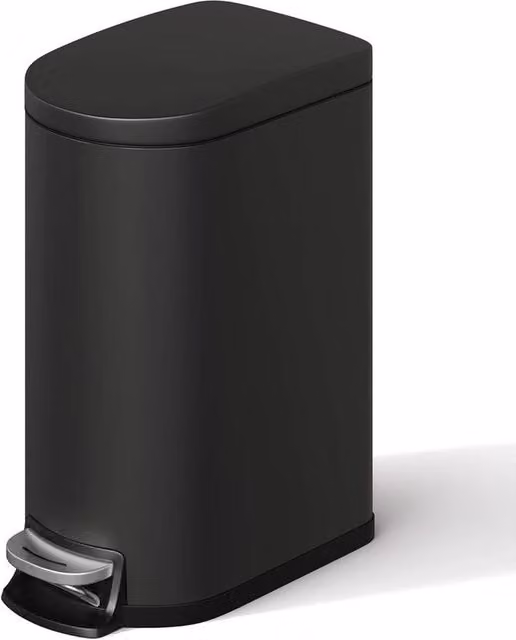 VOGREX Slim Stainless Steel Pedal Trash Can with Lid and Removable Inner Bucket, Black, 10 L