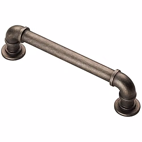 Loops Pipe Design Bar Cabinet Pull Handle in Pewter with 128mm Fixing Centres