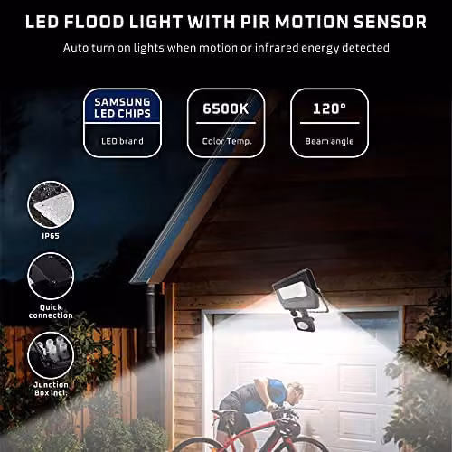 MiniSun 30W LED Slimline IP65 Black Outdoor Wall Flood Light with Cool White Bulb – 3