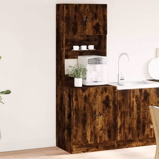 Berkfield Home Smoked Oak Kitchen Tall Cabinet in Brown, W/D/H: 60 x 50 x 180 cm – 1