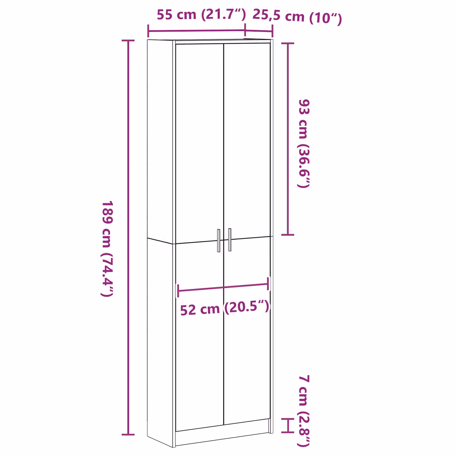 Berkfield Home Modern Black Oak Wardrobe, W/D/H: 55 x 25 x 189 cm – 3