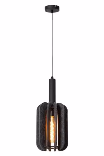 Lucide RAFAL Grey Fabric Pendant Light, Diameter: 20 cm – 1