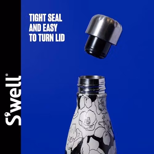 S'well Stainless Steel Vacuum Insulated Water Bottle, 500ml, Anthracite Multicolour Floral – 3