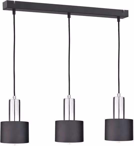 Netlighting Luce Bar Pendant Ceiling Light in Black and Silver, 60 cm, 3x E27