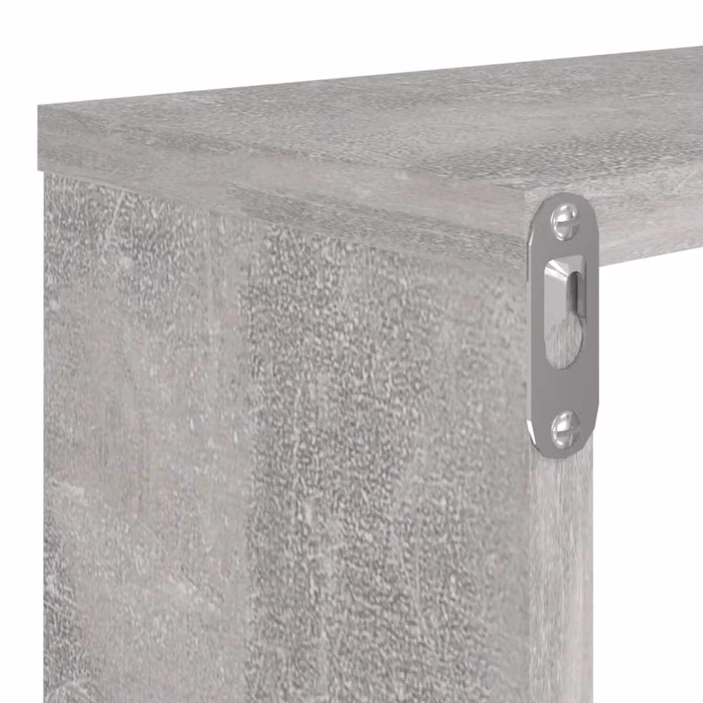 Berkfield Home Wall Mounted Cube Shelf, 2 Piece Set, Concrete Grey, W: 80 cm, D: 15 cm, H: 26.5 cm – 2