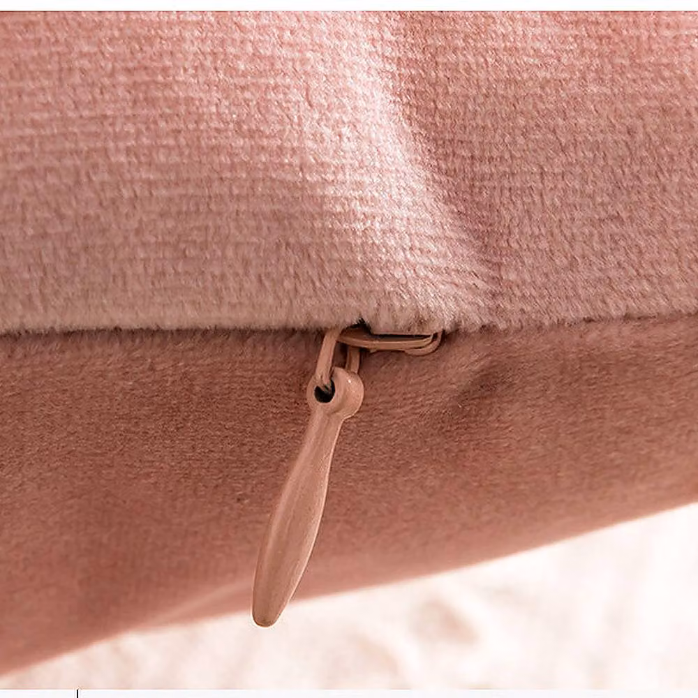 YnysTec Plush Velvet Square Cushion Cover in Light Pink, W x D: 40 x 40 cm – 3