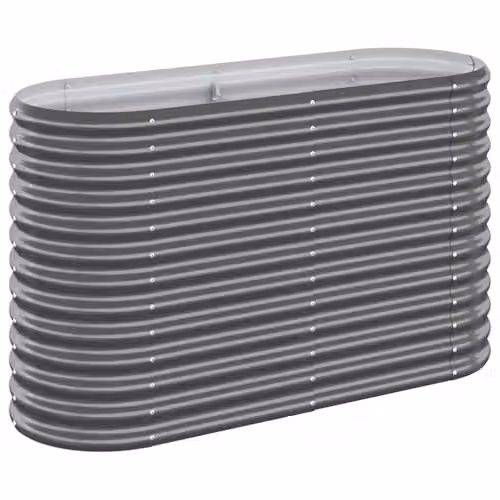 vidaXL Galvanised Steel Garden Raised Bed, Anthracite, W: 114 cm, D: 40 cm, H: 68 cm