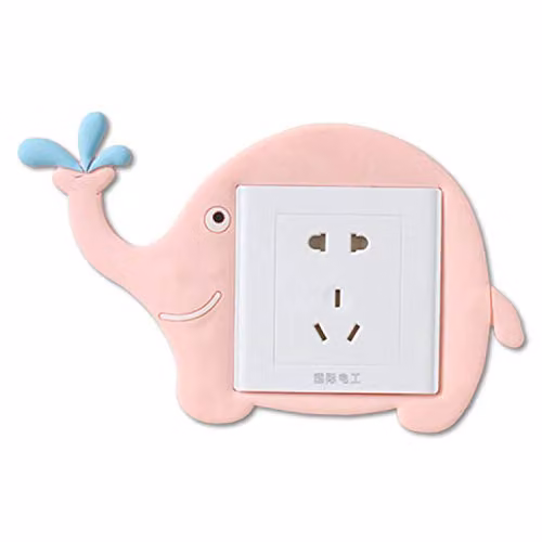 Haven Pink Elephant Adhesive Light Switch and Electrical Outlet Cover Sticker for Children