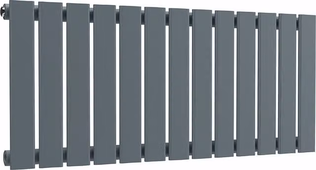 Lux Heat Single Flat Horizontal Steel Radiator in Grey, W: 91.0 cm, H: 40.0 cm