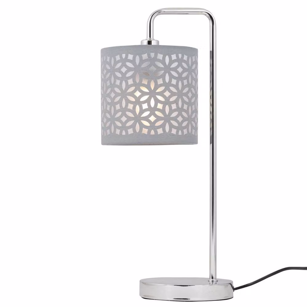 First Choice Lighting Grey Laser Cut Fabric Cylinder Table Lamp Shade – 2