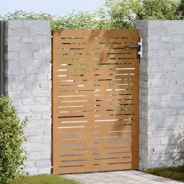 Berkfield Home Beautiful Garden Gate in Brown Corten Steel with Square Design, W: 85 cm, H: 125 cm – 1