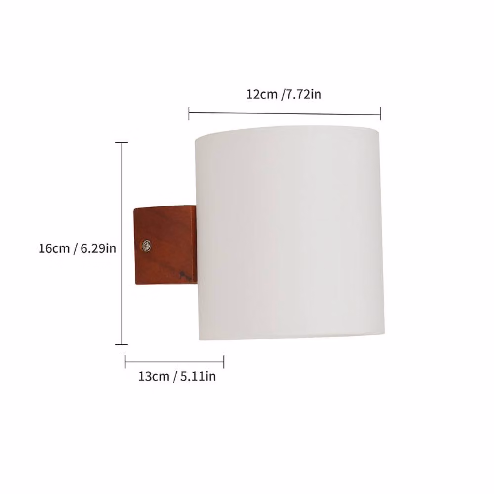 COMELY Vintage Wooden Wall Light with Glass Shade and E27 Bulb in Walnut – 3