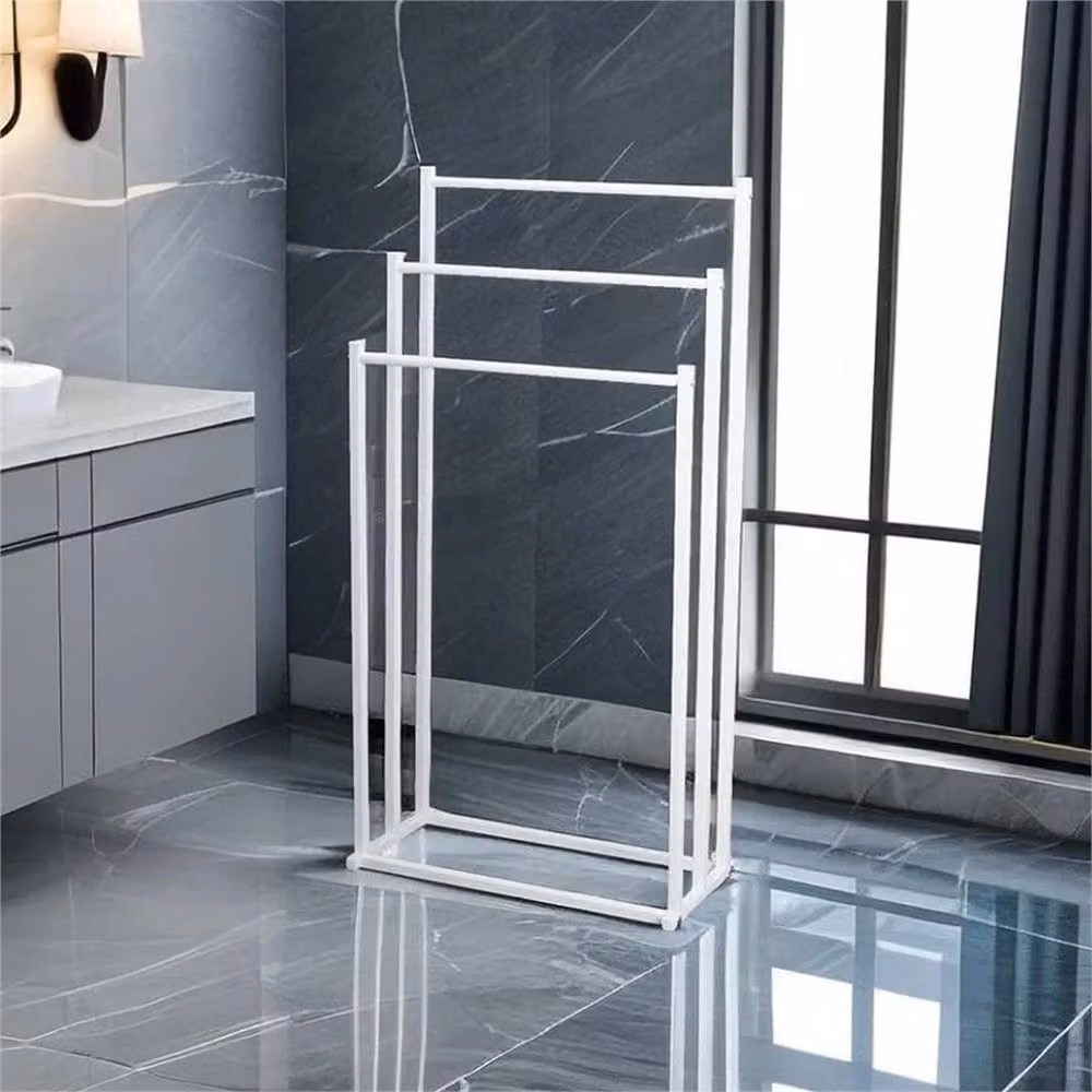 Nordara White 3-Tier Metal Freestanding Bathroom Towel Rack, Width: 45 cm, Height: 75 cm – 2