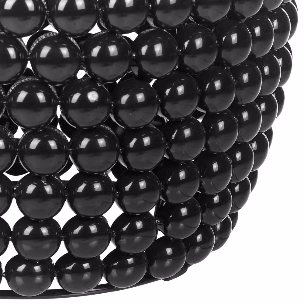 Wyld and Coco Beaded Drum Side Table in Black Metal, Diameter: 62 cm, Height: 62 cm – 4