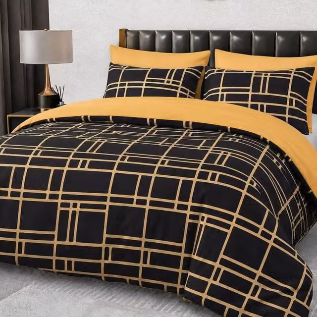 Grace Premium Microfibre Duvet Cover Set in Gold, Single, 90 x 200 cm – 1