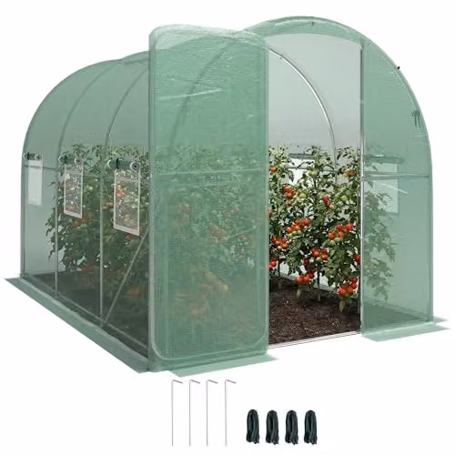 Outsunny Green Walk-in Polytunnel Greenhouse with Hinged Door and 6 Windows, W/D/H: 200 x 300 x 200 cm – 1