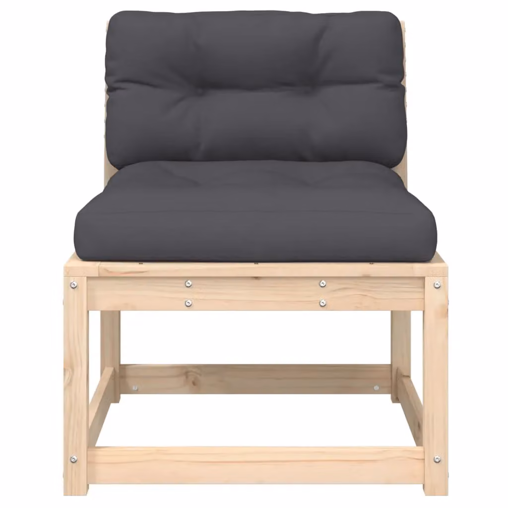 Berkfield Home 2-Seater Outdoor Garden Sofa Set with Cushions in Brown Solid Pine Wood – 4