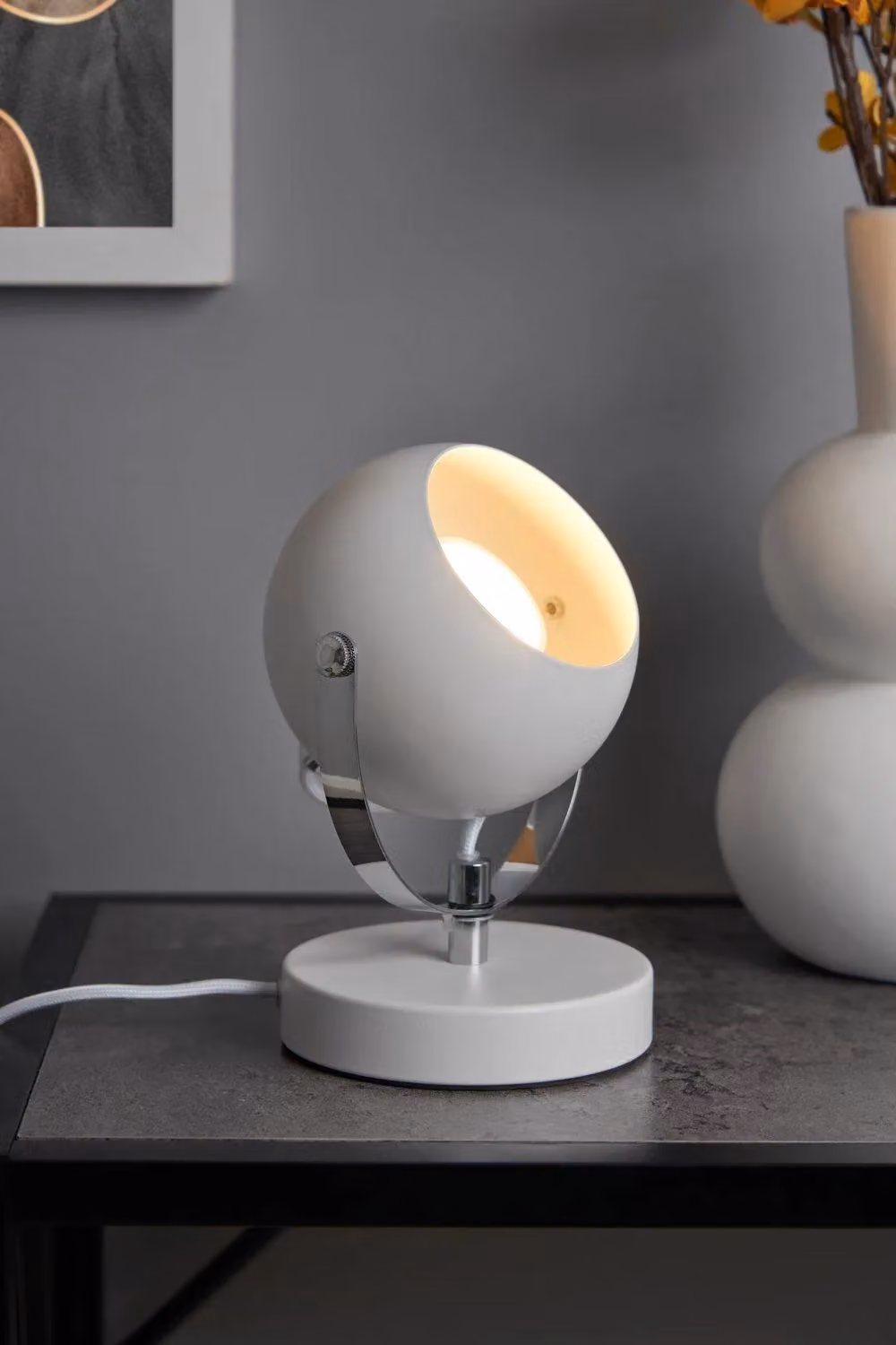 BHS Lighting Rowan Adjustable Eyeball Table Lamp in White – 2
