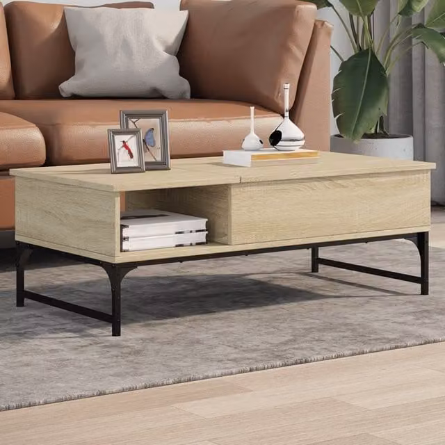 Berkfield Home Sonoma Oak Coffee Table in Brown with Lift Mechanism, W/D/H: 100 x 50 x 35 cm – 1