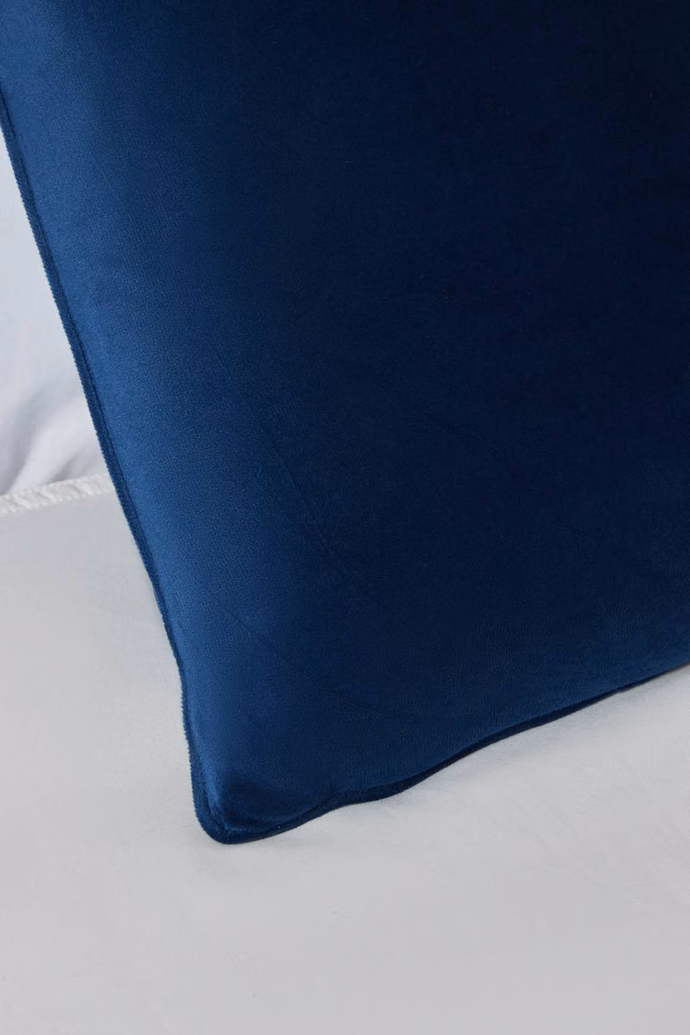 BHS Large Square Velour Piped Cushion in Blue, W/D/H: 59 x 59 x 1 cm – 2
