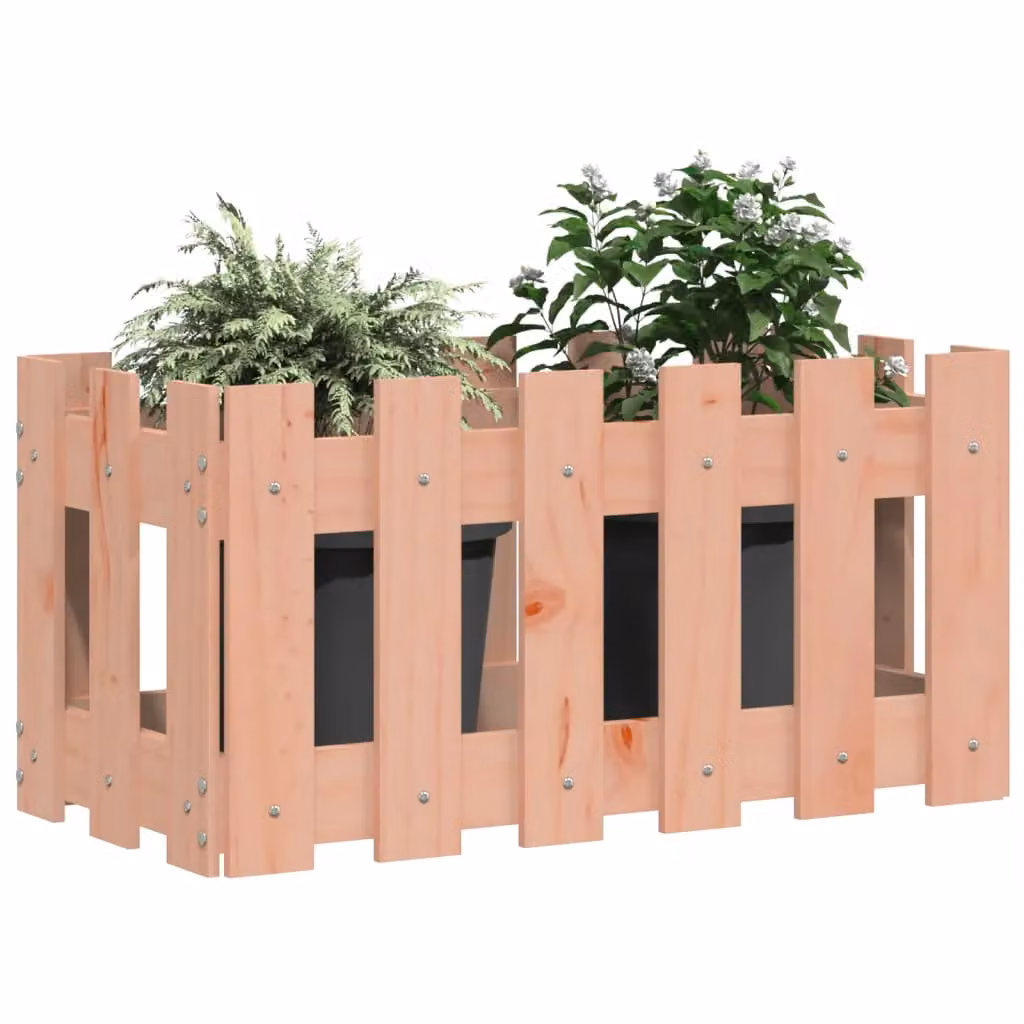 Berkfield Home Garden Planter with Fence Design in Brown, Solid Wood, W/D/H: 60 x 30 x 30 cm – 2