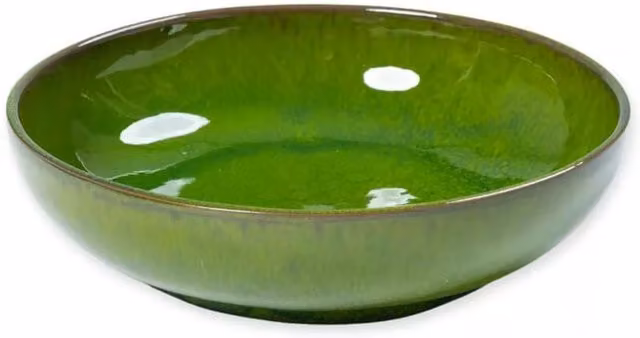 Verano Spanish Ceramics Selena Glazed Hand Dipped Salad Bowl, Green, Diameter: 22 cm