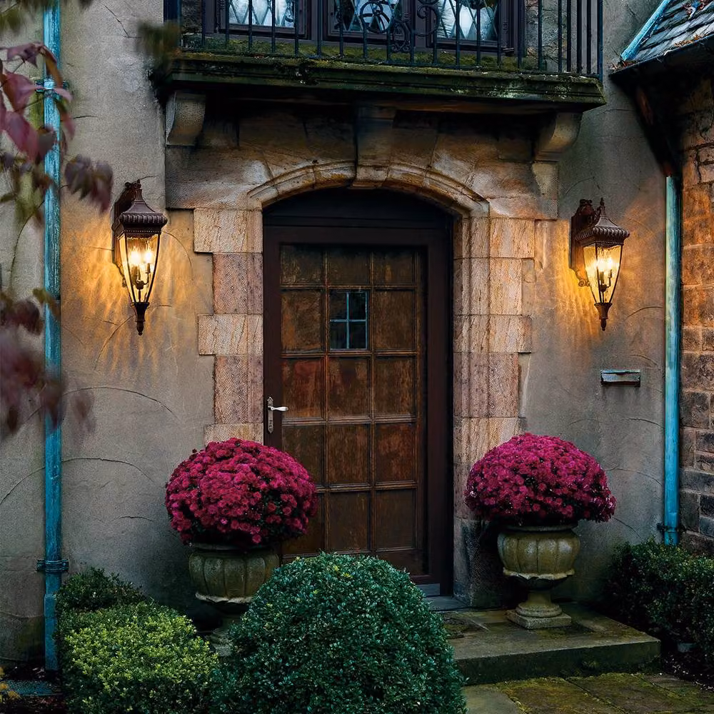 Netlighting Venetian Rain Outdoor Wall Lantern in Bronze and Brown, 2 x E14, IP44 – 2