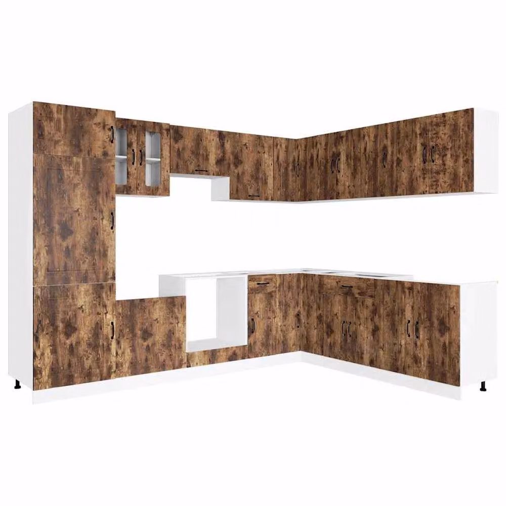 Berkfield Home Kalmar 14 Piece Elegant Kitchen Cabinet Set in Smoked Oak Brown Engineered Wood – 2
