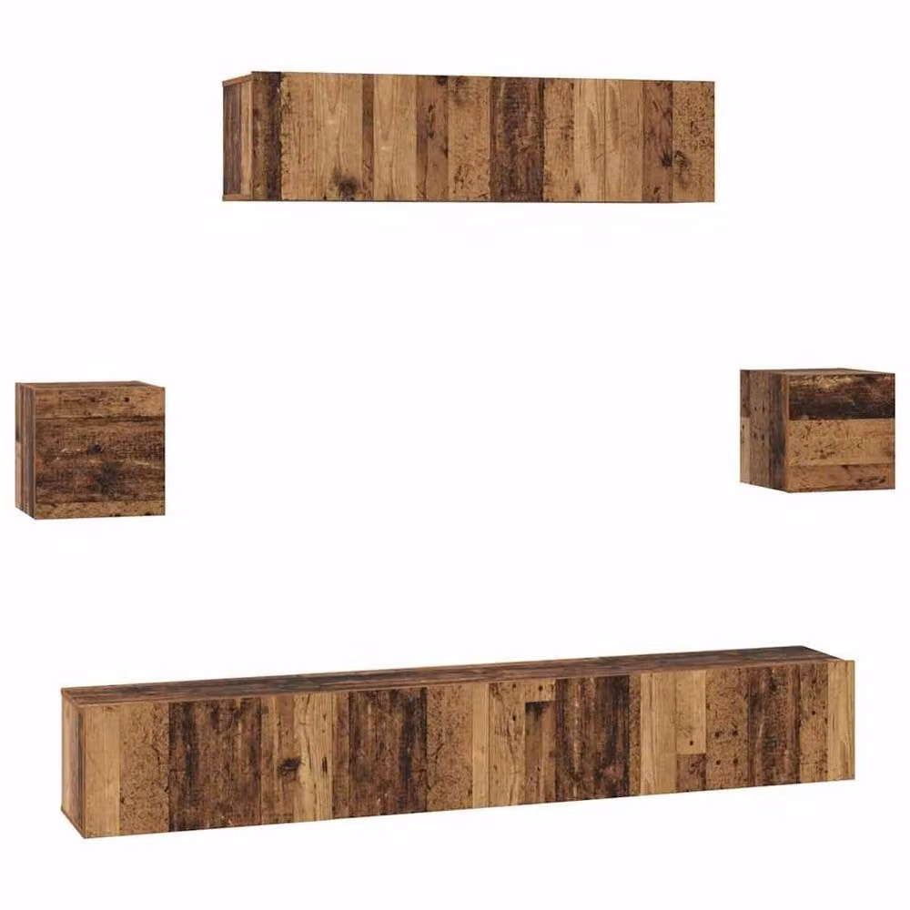 Berkfield Home 7-Piece TV Cabinet Set in Brown Old Wood, W/D/H: 80 x 30 x 30 cm – 3